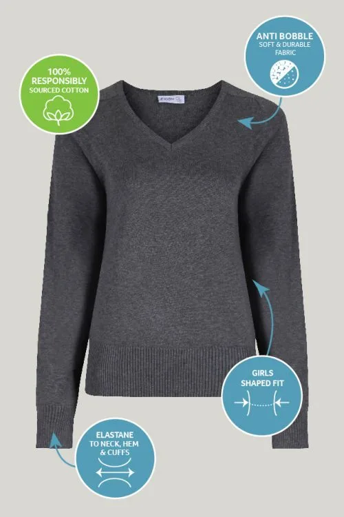 Berwick Academy Girls' Fit Cotton V-Neck Jumper